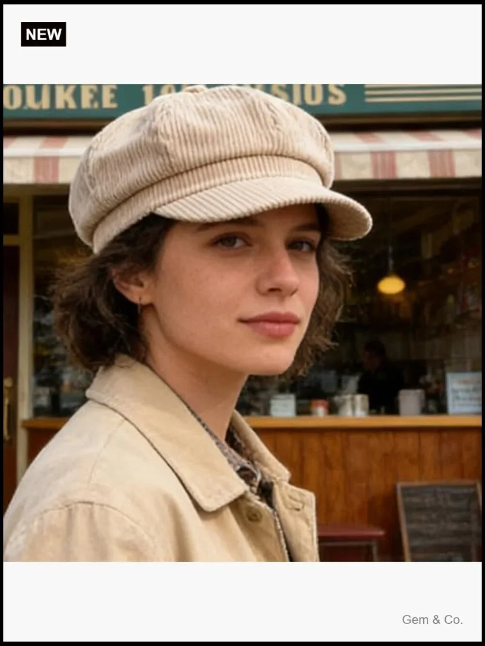 Classic Corduroy Newsboy Cap Winter Hat Octagonal Painter Beret Adjustable